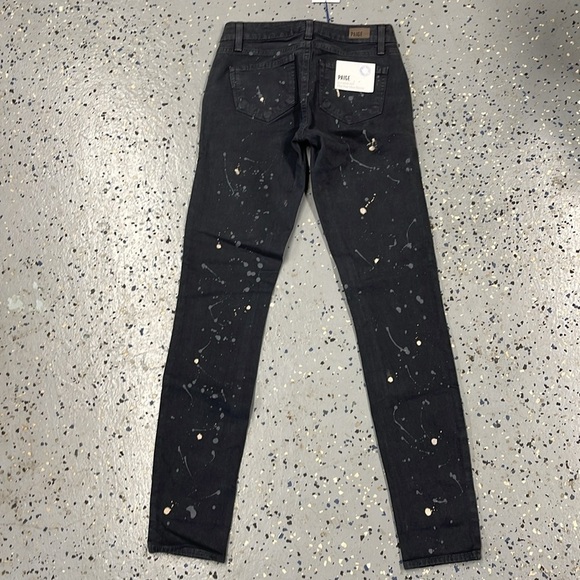 NWT PAIGE Edgemont Grey Zip Paint Splatter Mid Rise Ultra Skinny Jeans Size 24 - Picture 6 of 7
